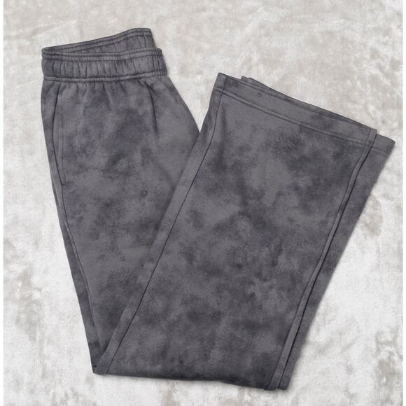 Fabletics Cozy Fleece Gray Tie Dye Wide Leg Sweatpants Womens Size S - Picture 1 of 9